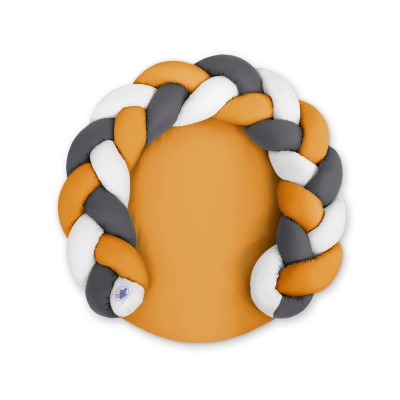 Oreiller Tressé Bébé Donut Blanc Anthracite Miel Oreiller Tressé Bébé Donut Blanc Anthracite Miel